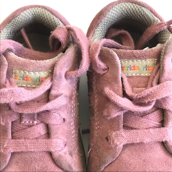 Stride Rite SPROUT Toddler Girl size 4.5M ROSEY SUEDE Pink Lace-Up Sneaker Shoes - Picture 3 of 7